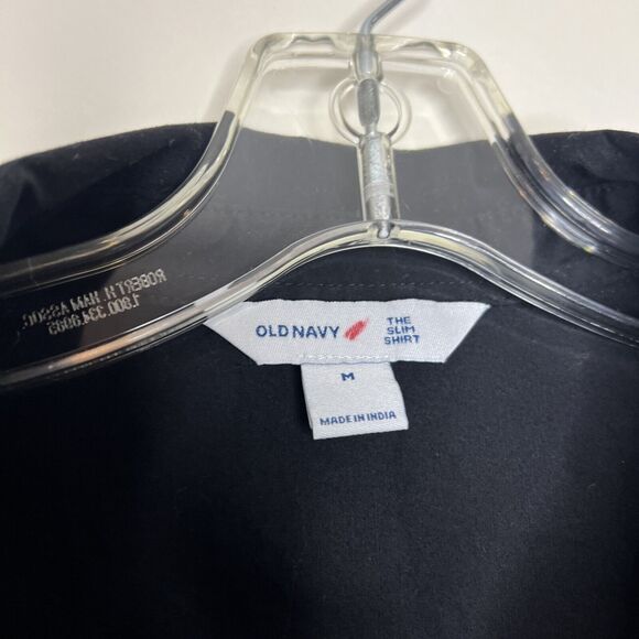 Old Navy The Slim Shirt Medium Black Button Up Collar Office Career Minimalist - Picture 4 of 8